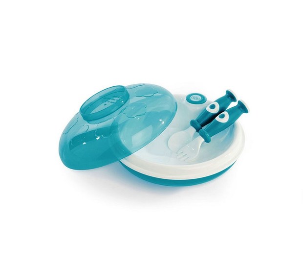 Assiette garde au chaud couverts turquoise DBB