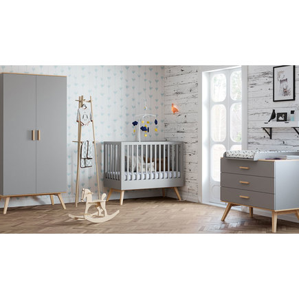 Chambre NAUTIS lit 60x120 commode armoire gris VOX