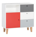 Commode blanc/gris rouge Chambre Concept