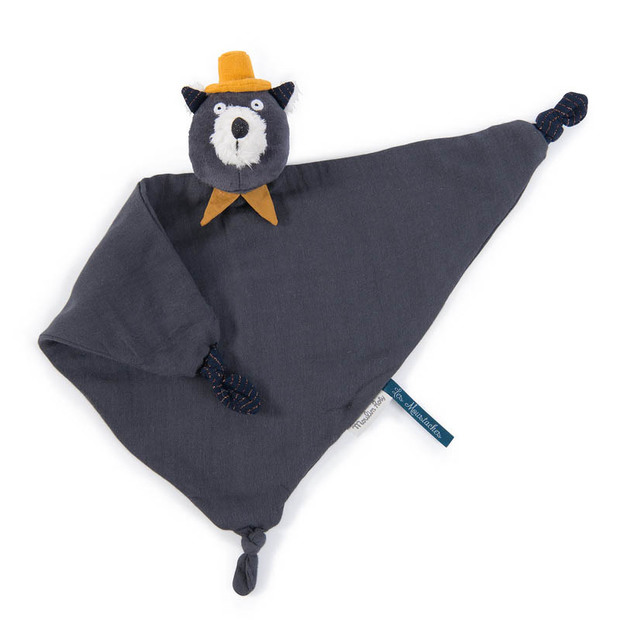 Doudou lange chat gris foncé Les Moustaches MOULIN ROTY