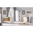 Chambre TRIO Lit 60x120 Commode Armoire LEAF Blanc/Bois VOX