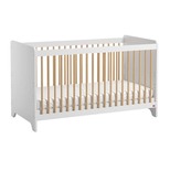 Lit bébé 60x120 LEAF Blanc/Bois