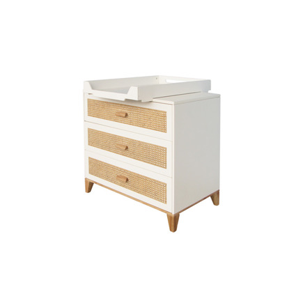 Commode 3 tiroirs Façade cannage rotin NAMI Neige THEO - 4