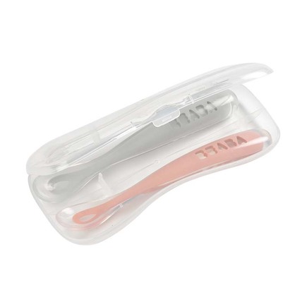 Lot de 2 cuillères 1er âge silicone avec boîte de transport Rose BEABA - 4