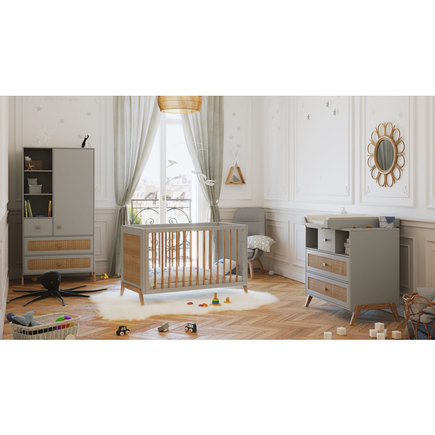 Chambre TRIO Lit 60x120 Commode Armoire MARELIA Lune THEO