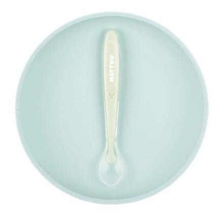 Duo assiette cuillère en silicone Bleu Clair NATTOU - 2