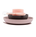 Set assiette en silicone Rose/Gris (Bol-Verre-Cuillère)