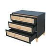 Commode 3 tiroirs Façade cannage rotin NAMI Onyx THEO - 5