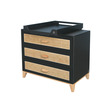 Commode 3 tiroirs Façade cannage rotin NAMI Onyx THEO - 3