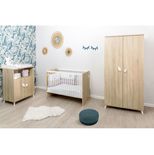 Chambre TRIO Lit 60x120 Commode Armoire EDEN Bois/Blanc