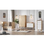 Chambre TRIO VINTAGE Lit 70x140 Commode Armoire Bois Blanc