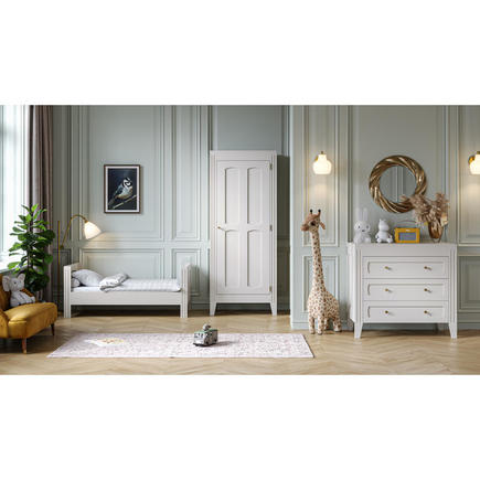 Chambre TRIO Lit 70x140 Commode Armoire MILENNE by Vox Blanc VOX - 3