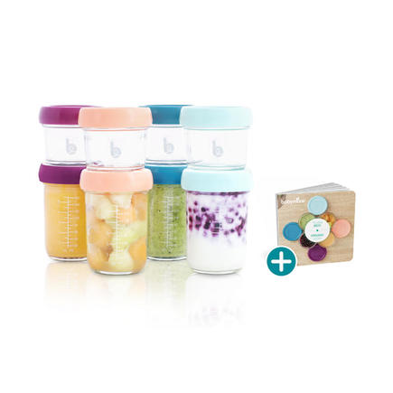 Babybols - 8 Pots de Conservation en Verre 100 & 220 ml - Hermétiques - Livret Recettes Bio inclus BABYMOOV