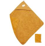 Cape de bain et gant eponge 75 cm x 75 cm caramel CHARLIE