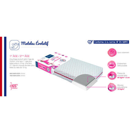 Matelas évolutif déhoussable 60x120 cm Candide CANDIDE - 14