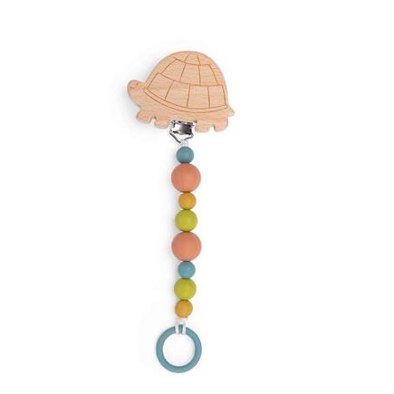 Attache-Tétine Bois et Silicone Tortue Trois Petits Lapins Multicolore MOULIN ROTY