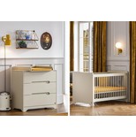 Chambre DUO Lit 60x120 cm + Commode OVA Gris/Beige