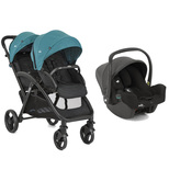 Poussette DUO EVALITE double Capri + I-SNUG 2 Shale