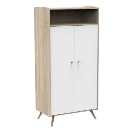 Chambre TRIO Lit 70x140 Commode Armoire ACCESS Blanc Bois SAUTHON - 2