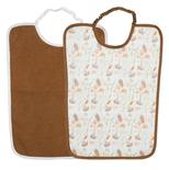 Lot 2 bavoirs maternelle 30x38cm Savane Blanc-Marron