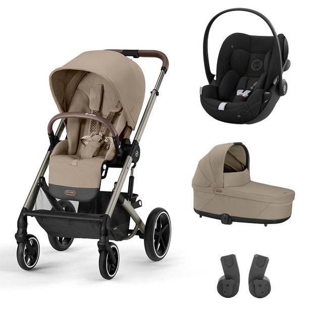 Poussette trio Balios S Lux TPE Almond Beige Nacelle Lux Almond Beige Cloud G I-Size Moon Black CYBEX