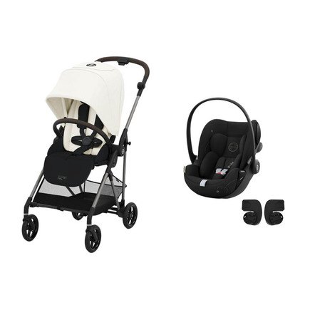 Poussette Duo Melio 4 Canvas White + Cloud G I-Size Moon Black CYBEX