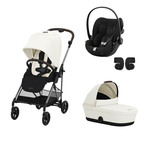 Poussette TRIO Melio 4 Taupe Nacelle Canvas White Cloud G I-Size Moon Black