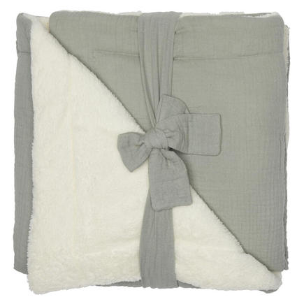 Couverture peluche gaze & microfibre Vert de gris BB&CO