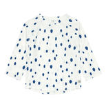 T-shirt manches longues pois 19-24 mois - Bleu/Nature