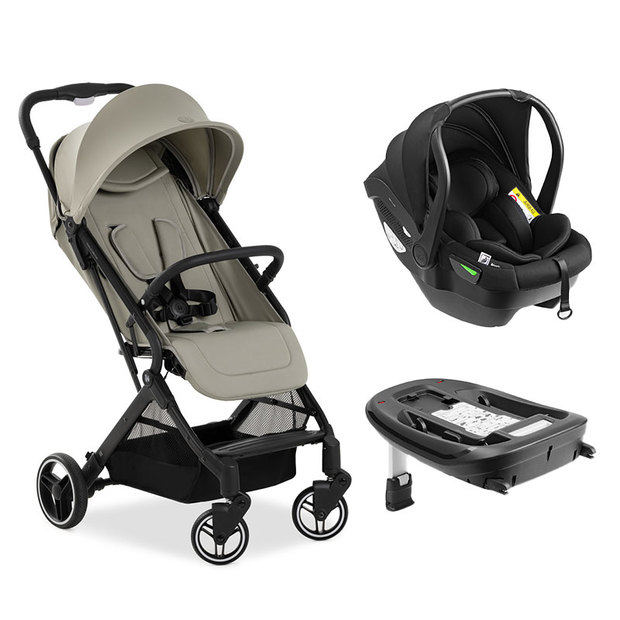 Poussette duo Travel N Care plus - Velvet olive + Siège-auto Drive N Care + Base HAUCK