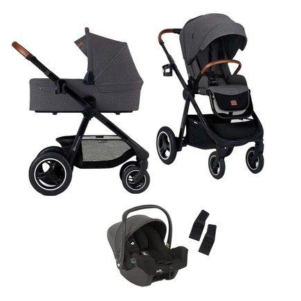 Poussette Everyday 2 en 1 Grise Foncée châssis noir + Siège-auto I-Snug 2 Shale KINDERKRAFT