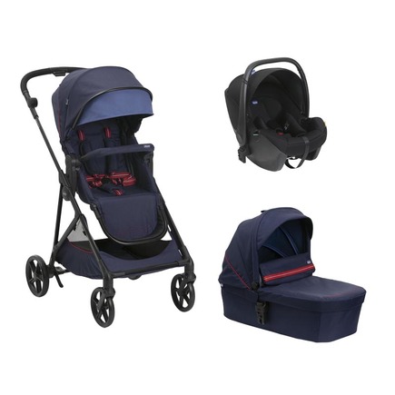 Poussette Trio Seety Nacelle Oxford Blue + Siège auto Kory Black CHICCO