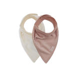 Lot de 2 bavoirs bandana Velvet rib - Wild rose/Ivory